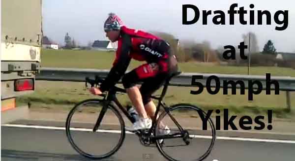 cycling drafting behind a semi